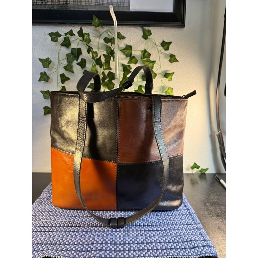 Patricia Nash Braden Patchwork Colorblock Leather Tote